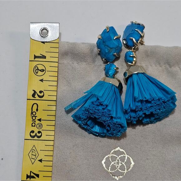 Kendra Scott‎ Turquoise Blue and Gold Statement Earrings - Picture 5 of 7